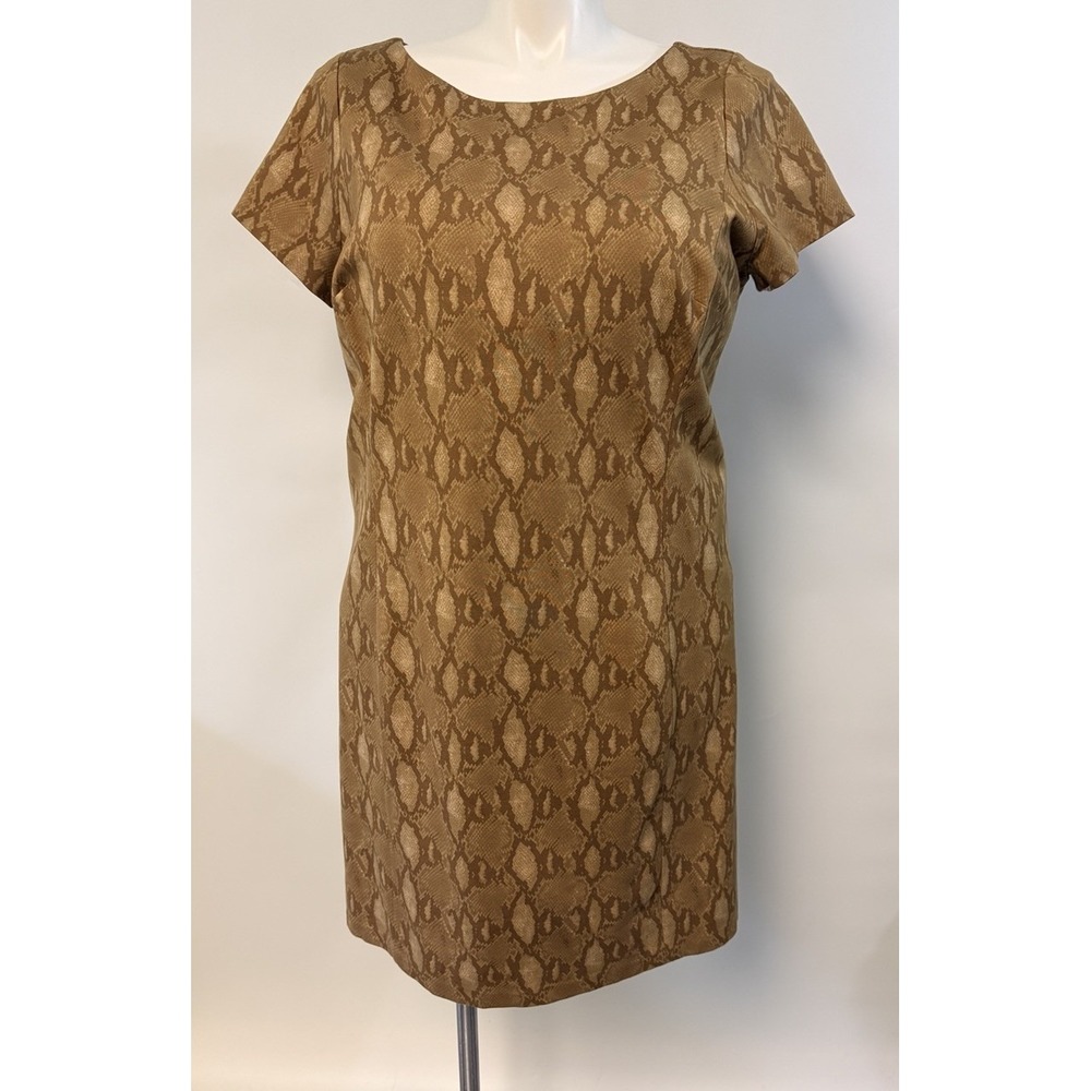 Ralph Lauren Women 2X Contessa Dress Snake Print Stretch Ponte sheath Office